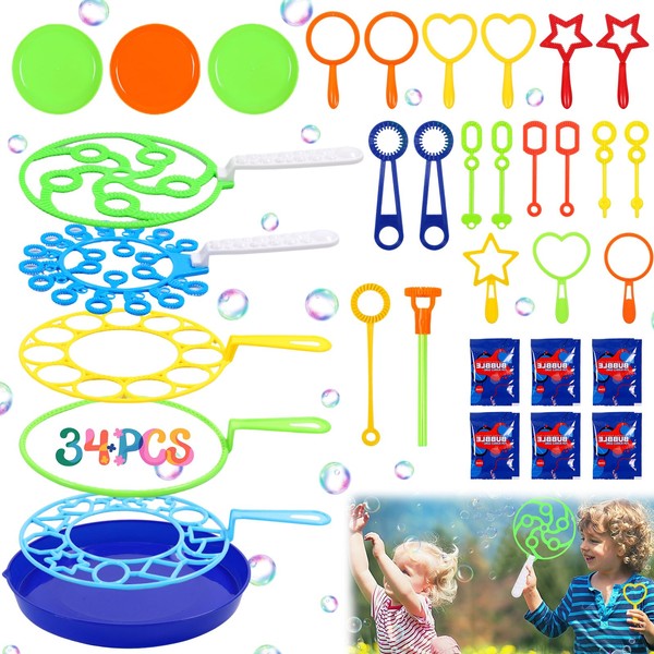 Pack of 34 Soap Bubbles Set for Children, Large Bubble