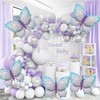 Finypa Blue Butterfly Balloons 6 Pieces 40inch Blue Purple Butterfly