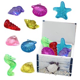 Cosswe Diving Toy Children's Diving Jewels Shell Sea Animals Gemstones Pool Toy Diving Jewel Toy Underwater Toy Pirate Treasure Toy Swimming Diving Gemstones with Treasure Chest