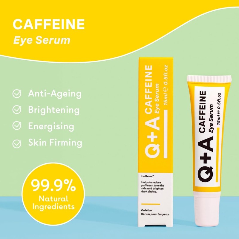 Q+A Caffeine Eye Serum (15ml), Brightening Eye Serum, 99.9% Natural