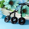 JSDDE Men Black Obsidian Crystal Donut Pendant Necklace Reiki Healing