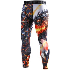 LAFROI Men's Quick Dry Cool Compression Fit Tights Leggings Waistband-YSK08 Melted Wings Size MD