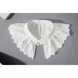 YAKEFJ Lady Half-Shirt Blouse Detachable Lace Chiffon Fake Collars Dicky Collar Faux Collar (04WHITE)