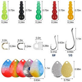 Fishing Lure Making Kit for Walleye Rigs, 170pcs Bass Fishing Lures Making Supplies Parts Crawler Harness Trout Bass Salmon Colorado Blades Hooks Stacked Fishing Beads Kokanee Rigs Trolling Rigs
