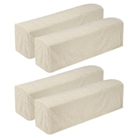 sourcing map 4Pcs Twill Stretch Armrest Covers, Soft Armchair Slipcovers Couch Recliner Arm Cover for Chair Sofa Protector, Cream