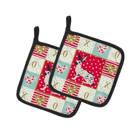 Caroline's Treasures CK5388PTHD English Spot Rabbit Love Pair of Pot Holders potholders, Multicolor