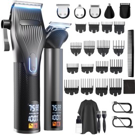 Hair Clippers for Men, Professional Cordless Hair Cutting and Trimmers Set Mutil Function Mens Electric Hair Grooming Shaver Kit with 7500RPM Powerful Motor & LCD Display, for Beard, Nose, Face, Body