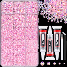 TINKRSTUFF 16000Pcs Resin Jelly Rhinestones for Crafting, Light Pink AB Flatback Gems, Bedazzling Crystal with 3Pcs 10ml B7000 Jewelry Glue for DIY Crafts Clothing Tumblers Shoes Fabric Nail Art