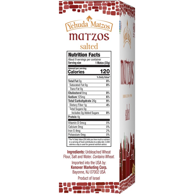 Yehuda Salted Daily Matzo (3 Pack) Light, Airy & Crisp,