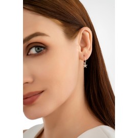 Serenity Sleepers 925 Solid Sterling Silver Sleeper Huggie Hoop Charm Earrings For Women | Flower | Dainty Zirconia Earrings - Mini Flower Hoops