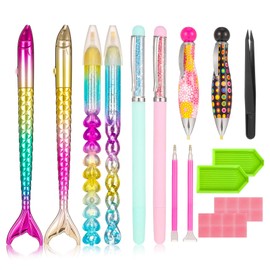 umorismo 33Pcs 5D Diamond Art Painting Tools, Includes 8 Diamond Art Painting Pens, 2 Plastic Trays, 2 Diamond Sticky Pen, 20 Glue Clay with 1 Tweezer for DIY Craft