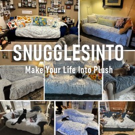 Snugglesinto Plush Couch Cover for Sofa and Furniture, Water Resistant Slipcover, Non-Slip, Easy-to-Install, Prefect for Kids,Dogs,Cats.(Brown, Futon)