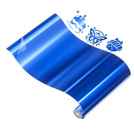 IROHTV Metallic Heat Transfer Vinyl Chrome HTV Vinyl Roll, 12" x 6ft Iron on Vinyl Compatible with Cricut or Silhouette Cameo, Metallic Blue Heat Press Vinyl for T Shirts DIY Design