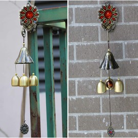 Wind Chime, Wind Chime, Good Luck Charm, Money Up, Copper Feng Shui Item, Entrance Chime, Ornament, Antique (Red)