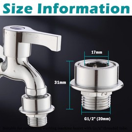 Faucet Adapter for Washing Machine Quick Connector, G1/2" Thread Water Hose Fitting Faucet Quick Connect Adapter (Brass Chrome Silver)