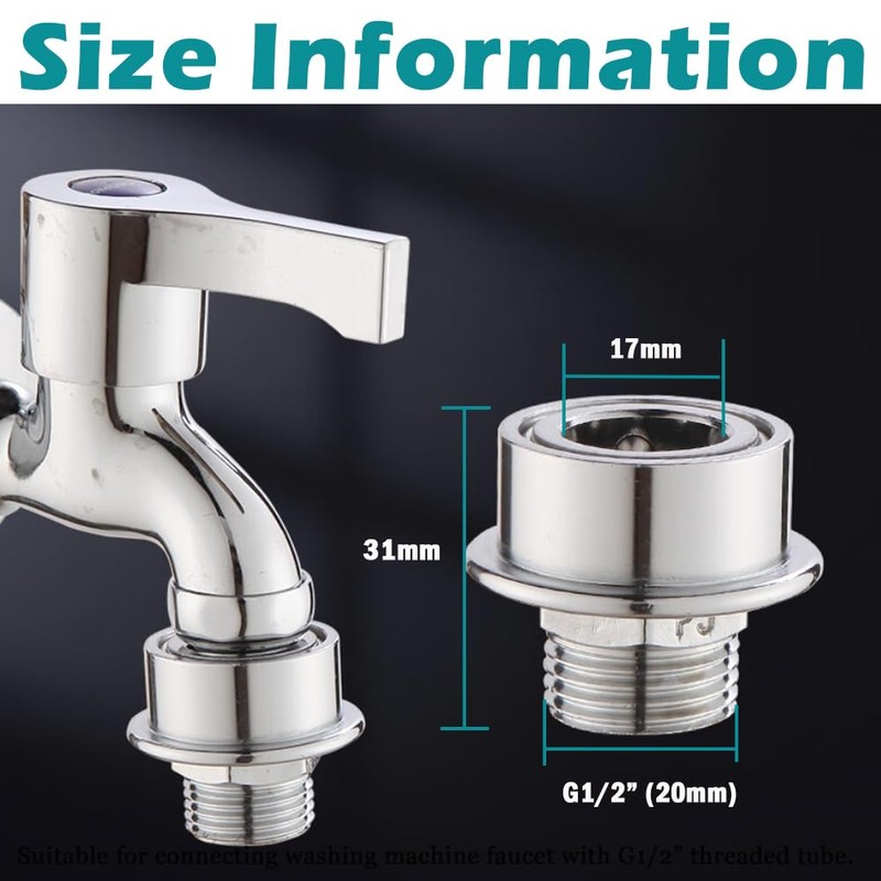 Faucet Adapter for Washing Machine Quick Connector, G1/2" Thread Water