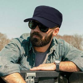 WULIQIUQIU Unisex Basic Cadet Army Caps Everyday Military Style Hat Navy Blue