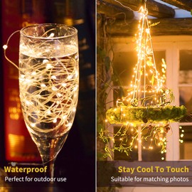 Fairy Lights Plug in, 100Ft 300LED Waterproof Firefly Lights on Copper Wire - UL Adaptor Included, Starry String Lights for Wedding Indoor Outdoor Christmas Patio Garden Decoration, Warm White