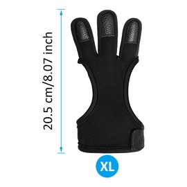 COITEK Archery Glove S M L XL Black Feather Bow Shooting Hunting Protect Gloves for Male Female Youth Adult (XL)