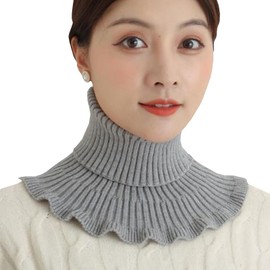 [Big] Knit Collar, Women's Neck Warmer, High Neck, Winter Neck Cover, Turtleneck, Warm, Cold Protection, Thermal Insulation, Layered, gray