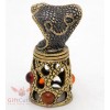 Solid Brass Amber Thimble with Cobra Snake as a lid