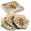 4 x Hexagon Coasters - Manchester Bee Mosaic Pattern Cork