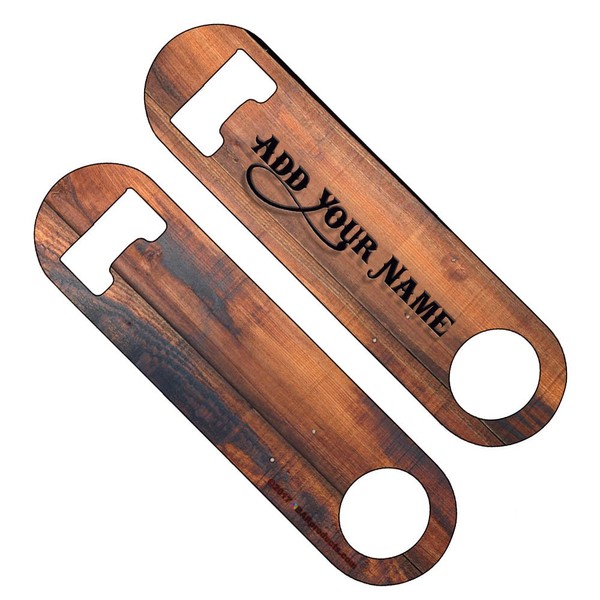 CUSTOMIZABLE Skinny Mini Bottle Opener - Burnt Wood