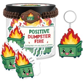 60 Positive Dumpster Fire Cards Jar with Bracelet and Keychain Dumpster Fire, Affirmation Cards for Teens, Emotional Support Dumpster Fire Desk Accessories, Inspirational Gifts for Women