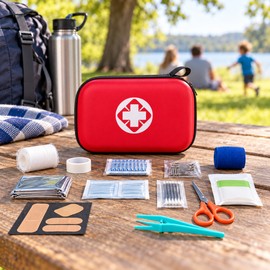 15-Piece First Aid Kit with Hard Shell EVA Case – Compact Emergency Supplies Set for Home, Travel & Outdoor Use