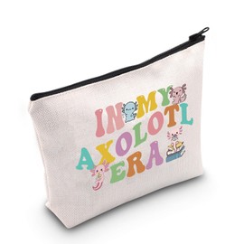 TGBJE Axolotl Themed Zipper Pouch Makeup Bag Mexican Salamander Gift in My Axolotl Era Cosmetic Bag for Axolotl Animal Lovers (C-Axolotl Era MU)