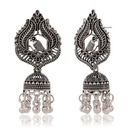 Amaz Craft Women's Traditional Stud OXidised Silver Earrings Dangle for Wedding Wear Drop For Birthday gift EX -O5