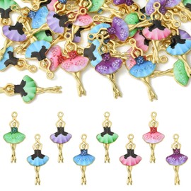DanLingJewelry 40Pcs 8 Colors Enamel Ballet Dancer Charms Leaping Ballet Dance Pendants for Jewelry Making Crafting