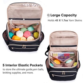 MYBAGZING Knitting Bag Backpack, Large Crochet Backpack - Crochet Bag Organizer, Yarn Storage Organizer - Yarn Holder with 10 Pockets for Crochet Accessories, Knitting & Crochet Supplies, Crochet Gift