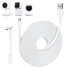 25FT Power Extension  Compatible with WYZE Cam OG, WYZE Cam V4/V3/V3 Pro, WYZE Cam Pan V3/V2, L-Shape  USB Extension  for WYZE Cam Pan, Weatherproof Flat Power Cord-White - Colour: 2