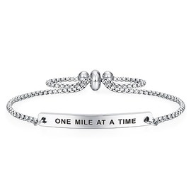 Kisseason Runner Gifts Bracelet One Mile At A Time Bracelet Running Jewelry Men Women Runner Inspiration Gift