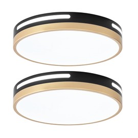 Wheatronic LED Ceiling Light Flush Mount Black and Gold,24W Kitchen Light Fixture Ceiling Mount 2 Pack,12 inch Close to Ceiling Light Fixture 5CCT for Bedroom,Bathroom,Living Room