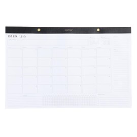 russell+hazel Desktop Calendar 2025, 11" x 17" Vegan Leather Top, Gold Rivet & Gilded Edges, 12-Month 2025 Calendar, 1-Count