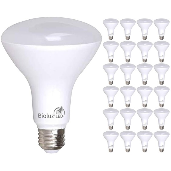 Bioluz LED 90 CRI BR30 LED Bulb 3000K Soft White 7.5W = 65 Watt Replacement 650 Lumen Dimmable Indoor/Outdoor Flood Light UL Listed Title 20 High Efficacy Lighting (Pack of 24)