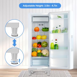 KUPAO Mini Fridge Stand with Silicone Drip Tray, Universal Adjustable Base with 4 Strong Feet, 23.6" x 23.6" Mini Fridge Mat, Suitable for Small Refrigerators, Portable Compact Washer or Dryer, White