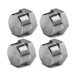 Quickun 304 Stainless Steel 1/2" NPT Male Outer Hex Thread Socket Pipe Plug Fitting (Pack of 4)