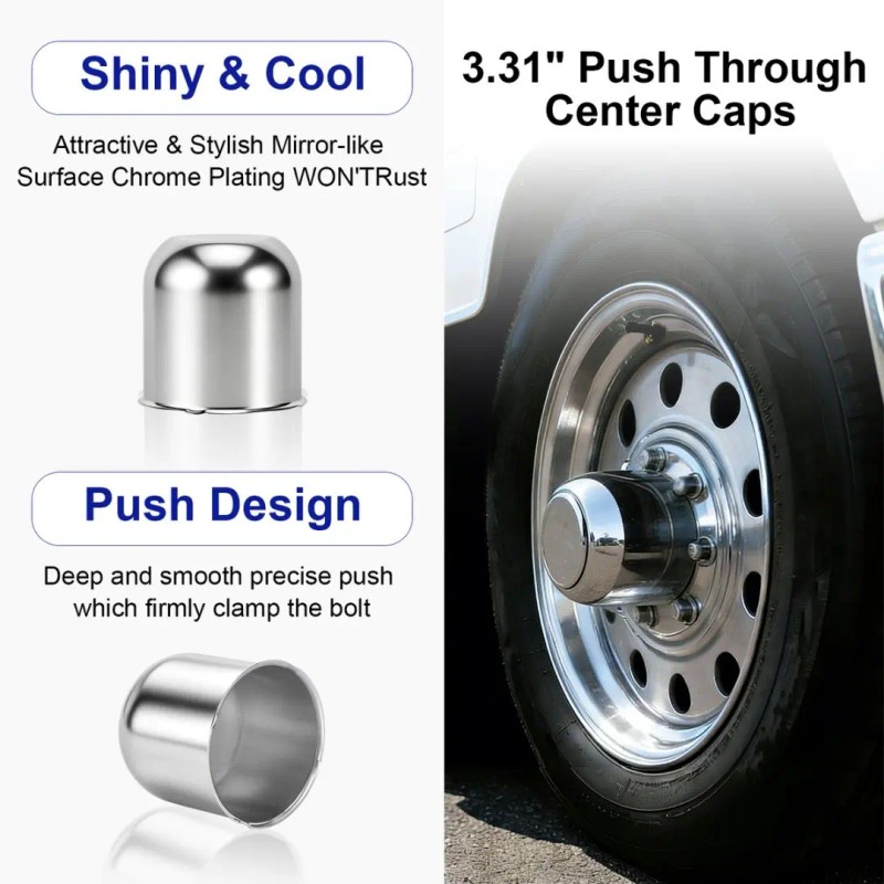 3.31" Push Through Center Caps for Trailer Truck RV Wheel