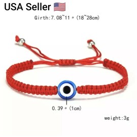 Style Hand Braided Lucky Red String Charm Bracelet Women Men Blue Evil Eye Round