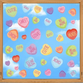 Horaldaily 108 PCS Valentine's Day Window Cling Sticker, Candy Colored Love Hearts for Home Party Supplies Shop Window Glass Display Decoration