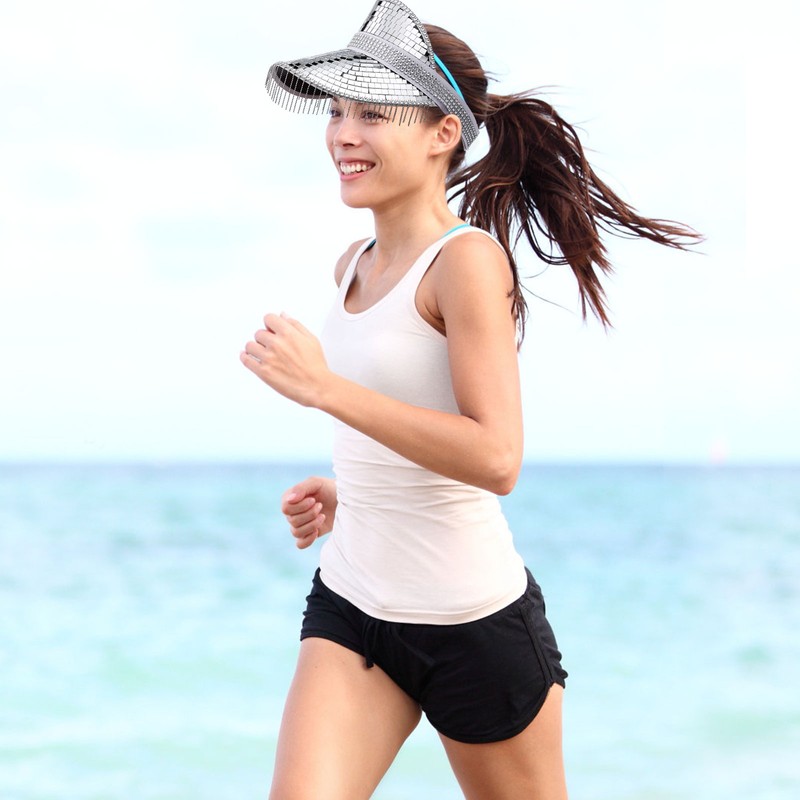 Glitter Mirror Sun Hat Silver For Summer Beach