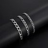 Fiusem Silver Tone Figaro Mens Bracelet, 7mm Width Stainless Steel