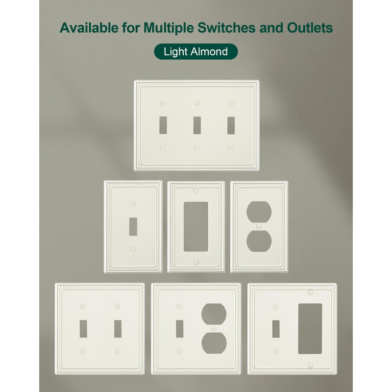 TREEWELL 4-Pack Single Toggle Light Switch Cover Plate, Pearls Decorative