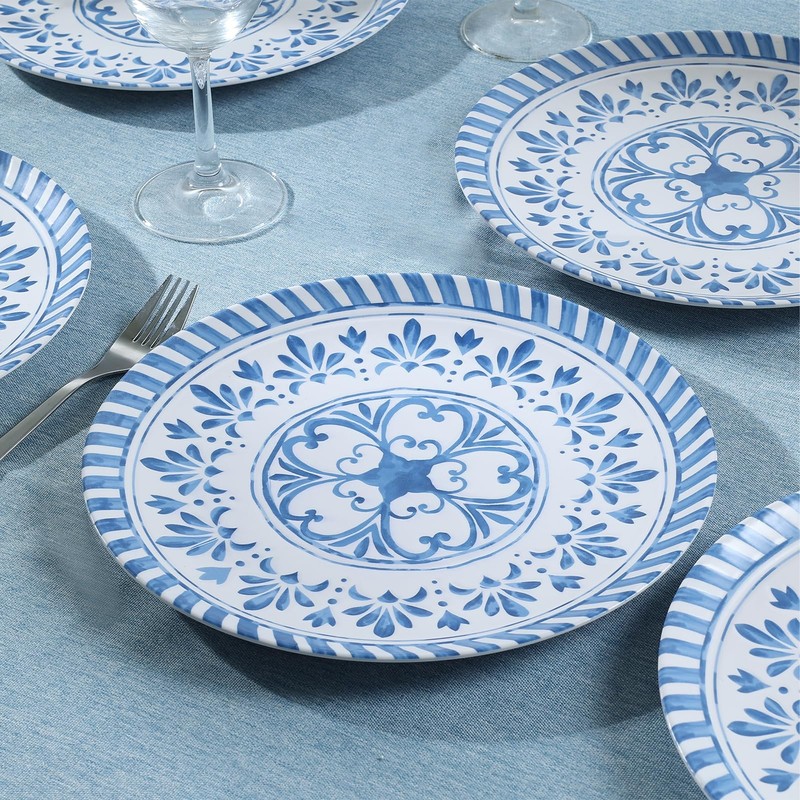 Yinshine Melamine Plates Set,10.75 Inch Dinner Plates Set, 6pcs Blue