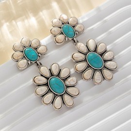 CSIYANJRY99 Boho Western Rodeo Turquoise Earrings Vintage Western Jewelry for Women Cowgirl Country Concert Rodeo Jewelry Outfits for Women (L:Turquoise)