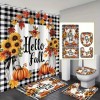 Unbranded Holiday Autumn Bath Set: Includes 1/4 Pcs Plaid Autumn Leaf, Pumpkin, Sunflower