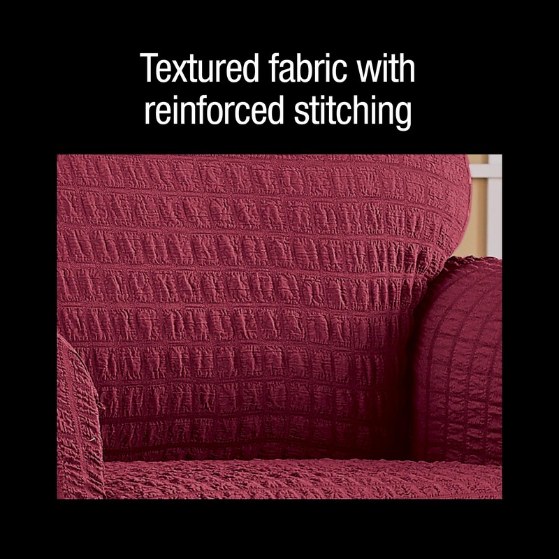 Collections Etc Textured Squares Ruffled Slipcover Beige Sofa